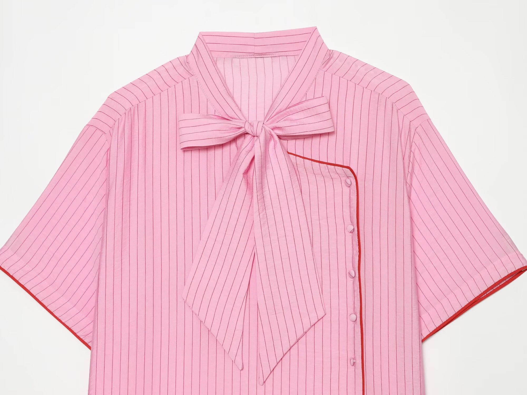 Women's bow decoration striped top
