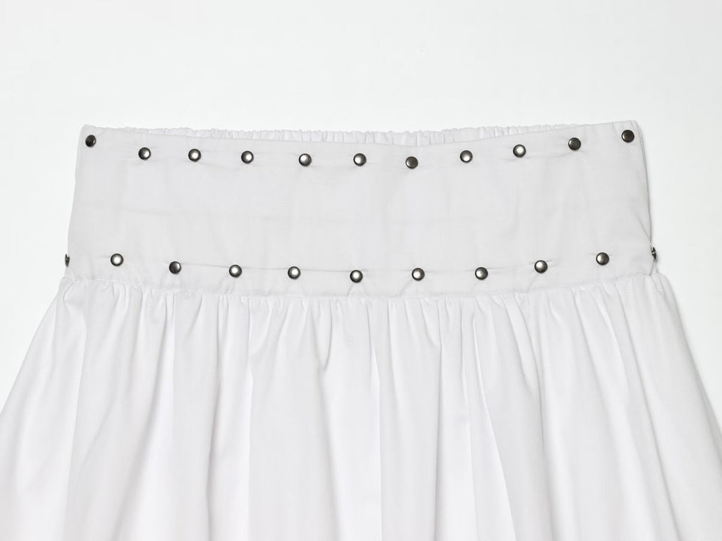 Women's rivet decorated balloon version MIDI skirt