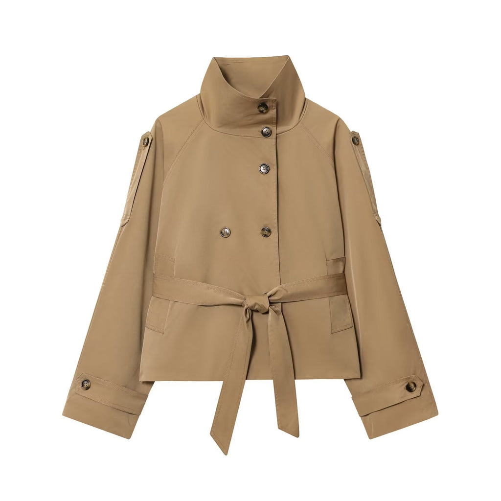 Women's double breasted lace up windbreaker Coat