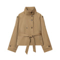 Women's double breasted lace up windbreaker Coat