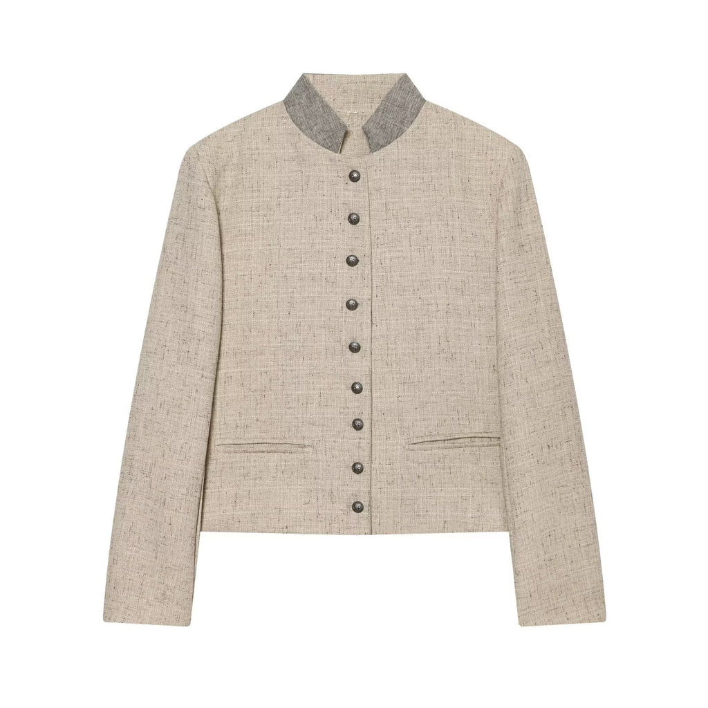 suit Women's 2 pieces back pleated design short Blazer Coat+ Pants