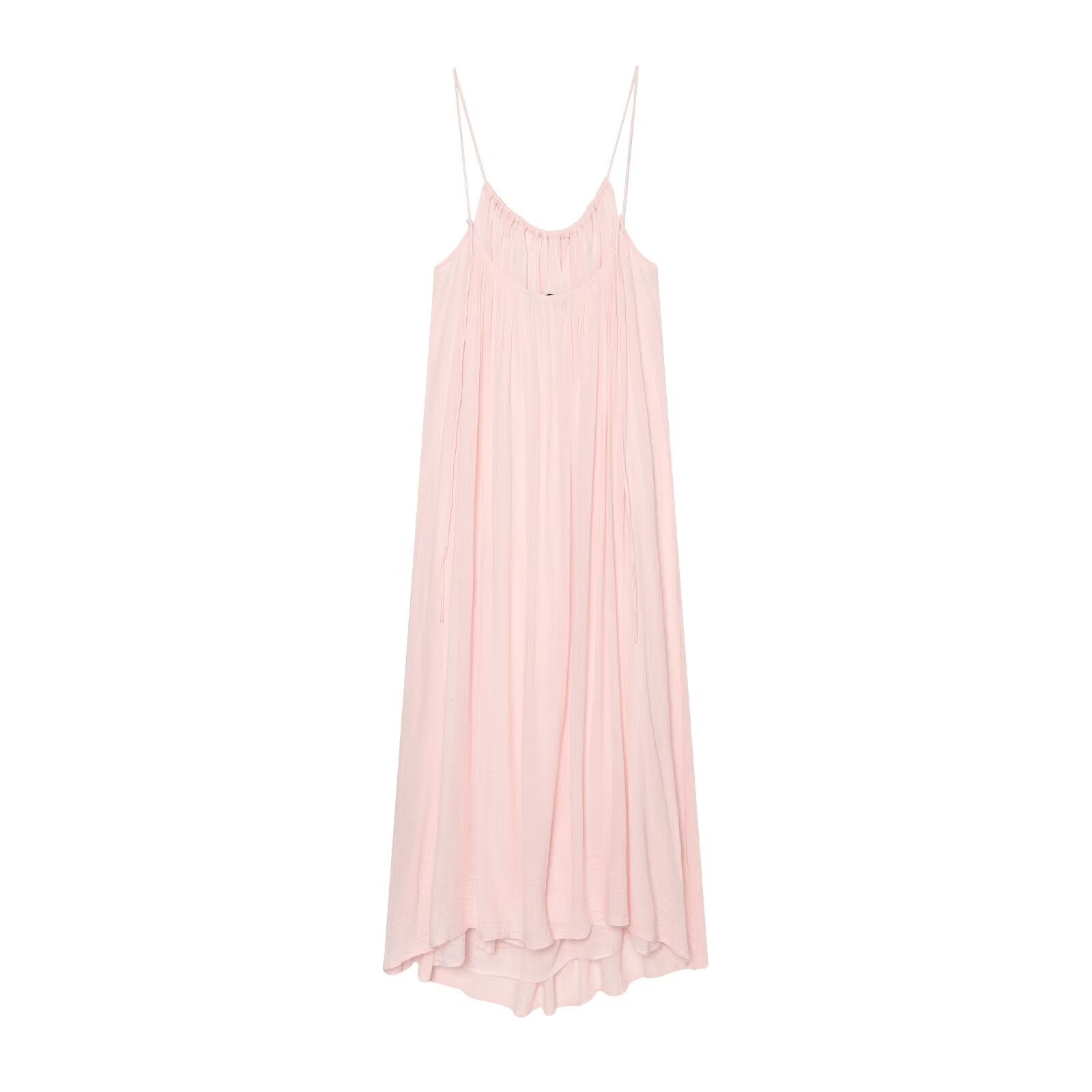Women's fluffy gauze suspender MIDI dress