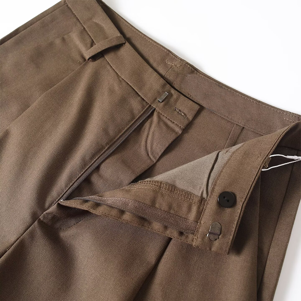 Women's pleated decorative linen blended wide leg pants