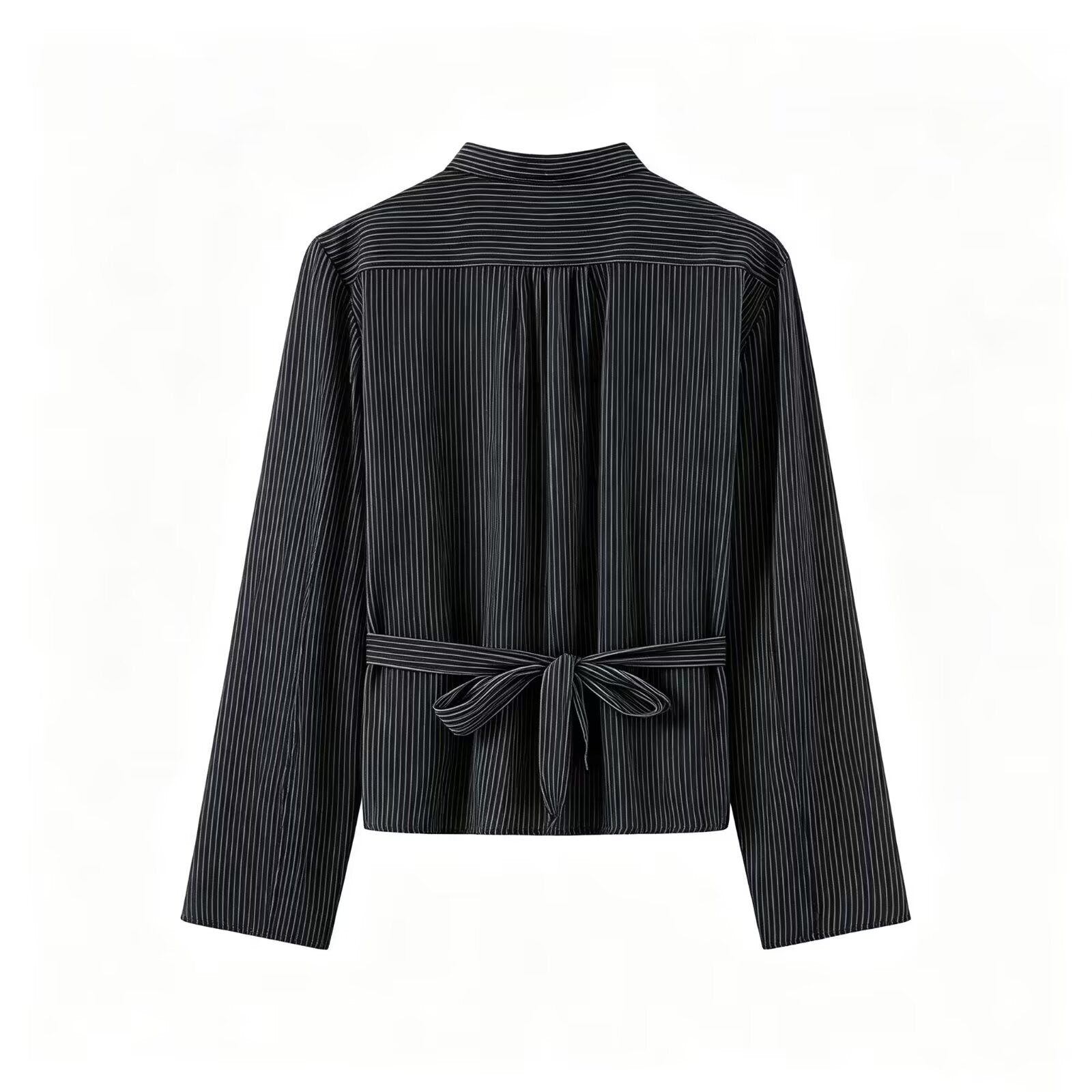 Women's casual slim short striped shirt