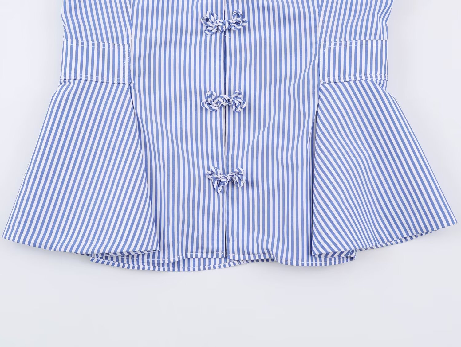 Women's short skirt style hem striped shirt