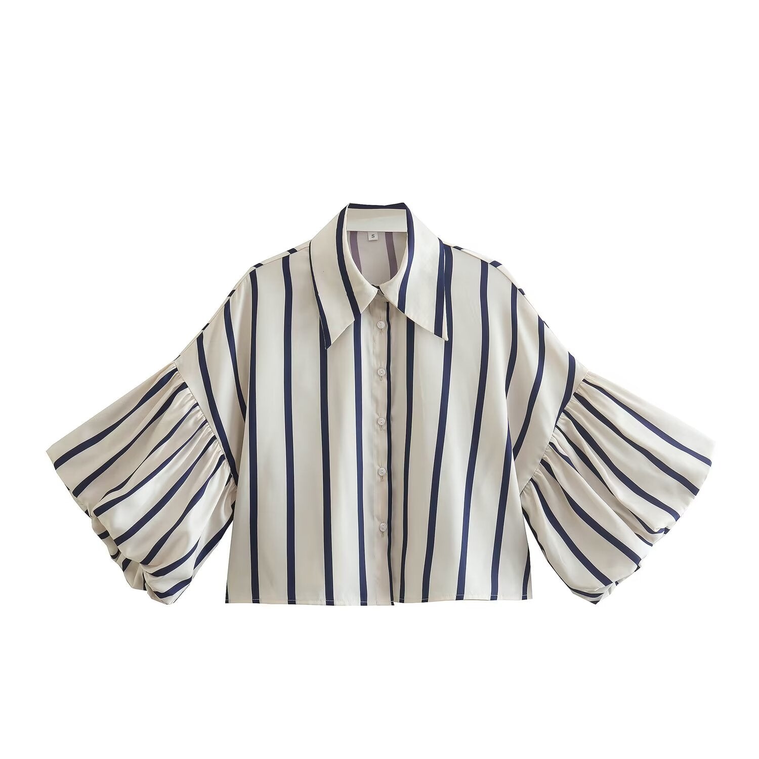 2026 Women's loose bubble sleeve printed shirt