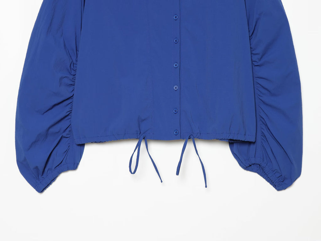 Women's pleated sleeve casual stand collar Coat