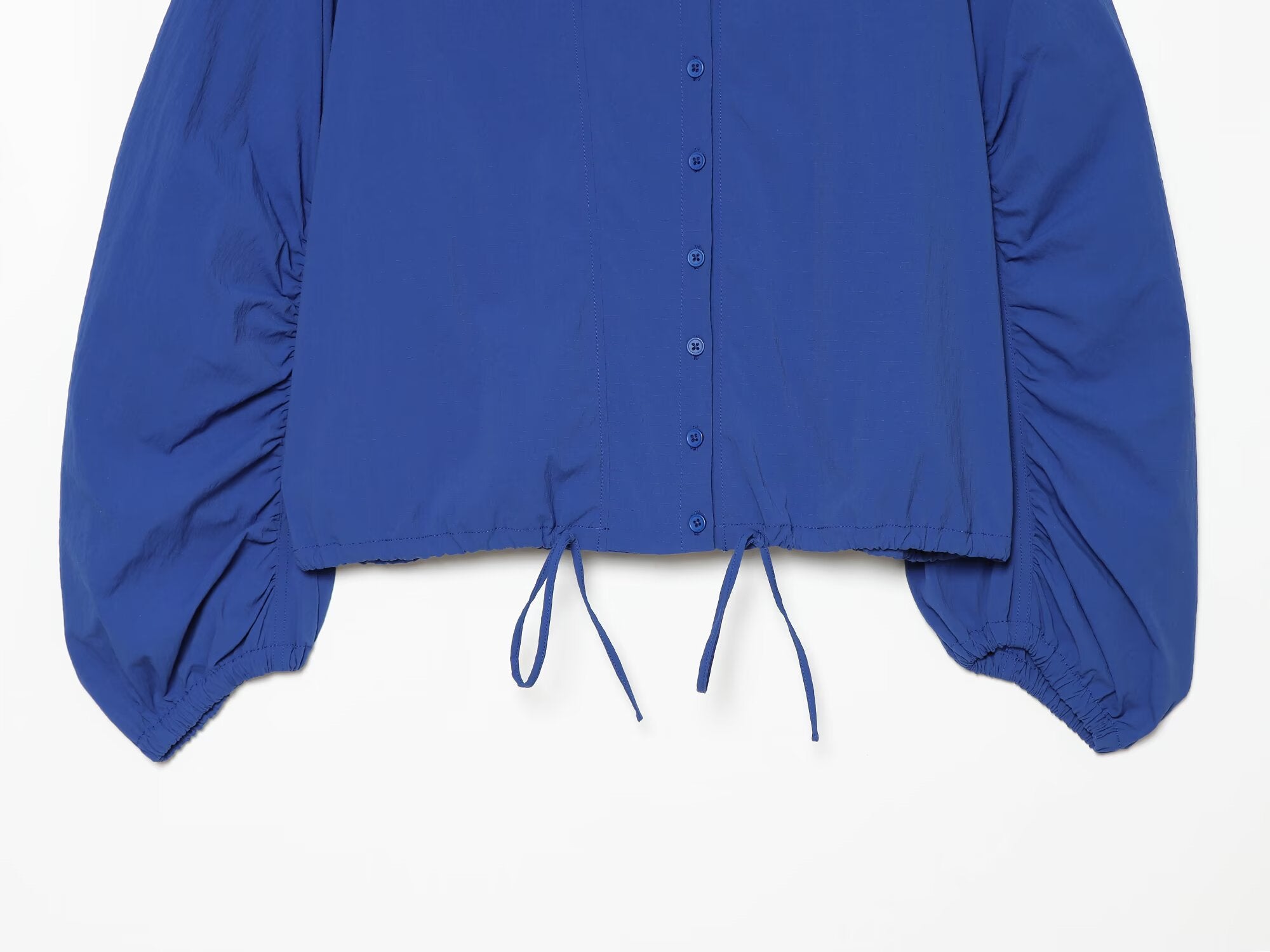 Women's pleated sleeve casual stand collar Coat