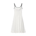 Women's new fashion sleeveless backless wide shoulder strap MIDI dress
