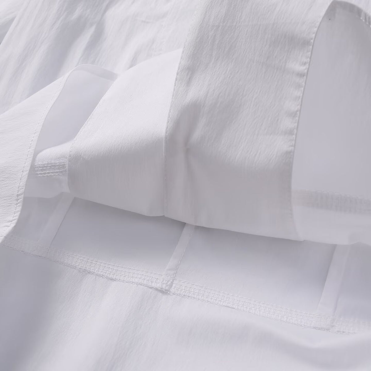 Women's slim collarless short poplin shirt