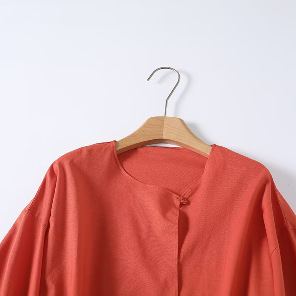 Women's lace up decorative linen blend shirt