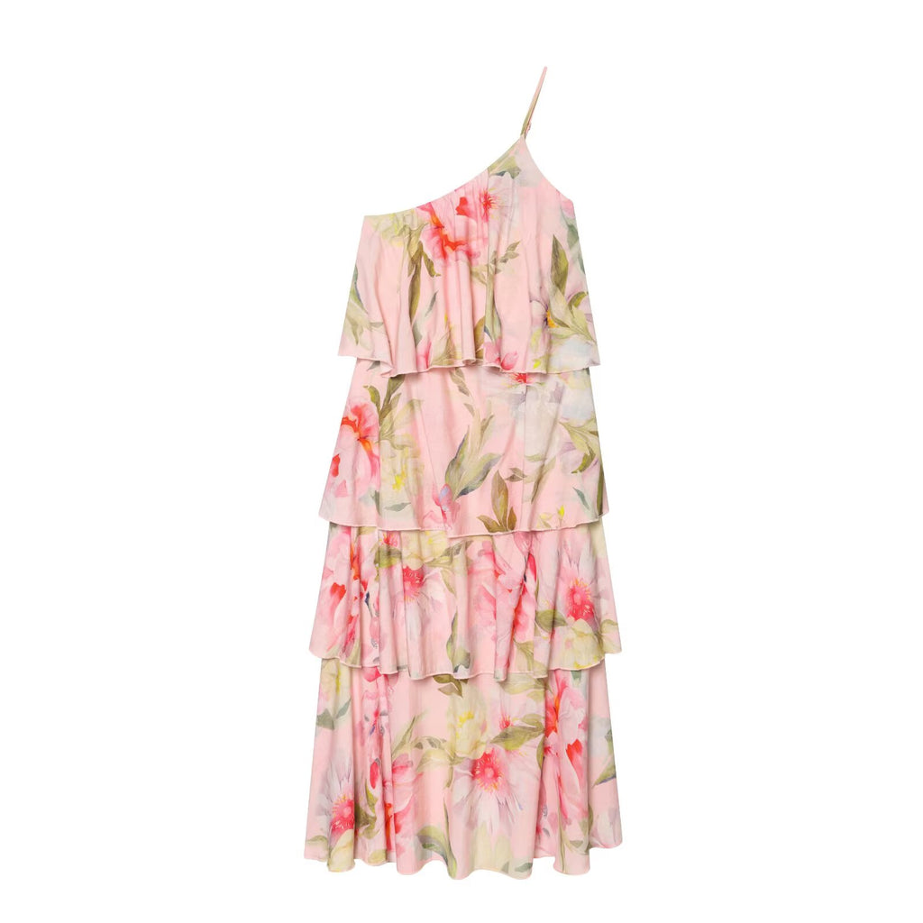 Women's layered decorative printed suspender dress