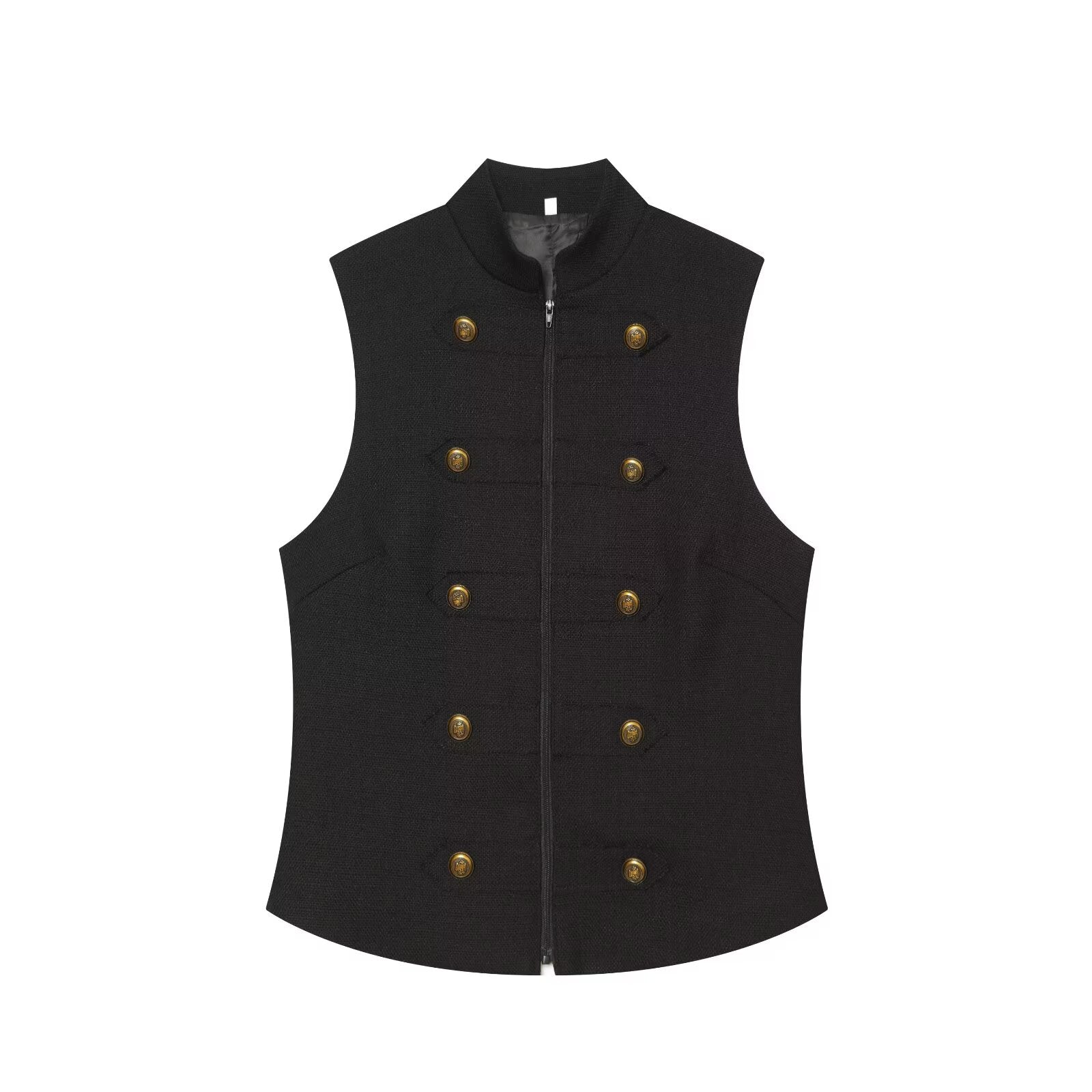 Women's breasted decorative zipper vest top
