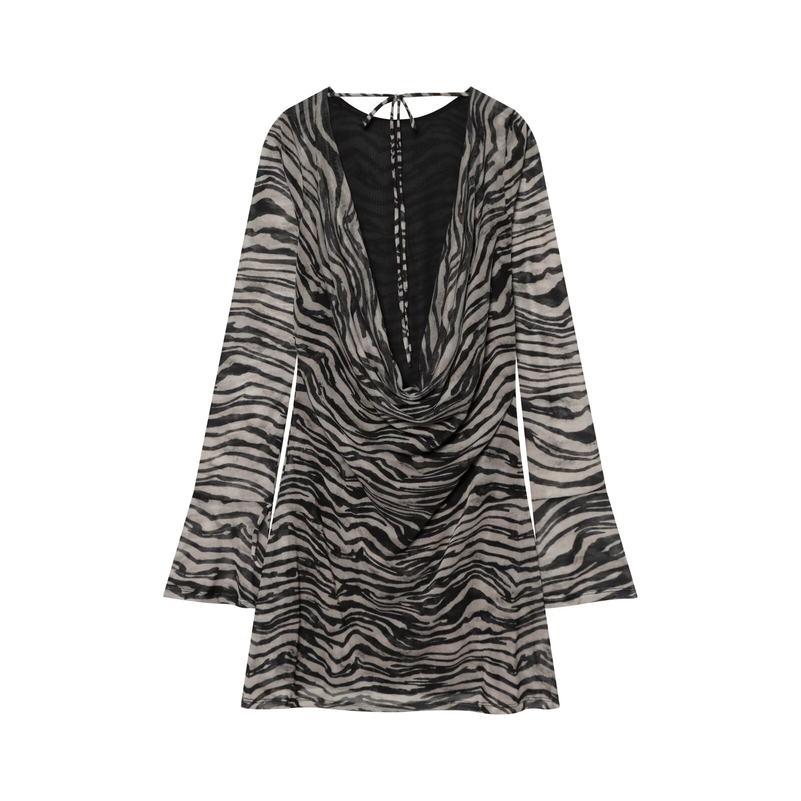 Women's animal striped printed tulle mini dress