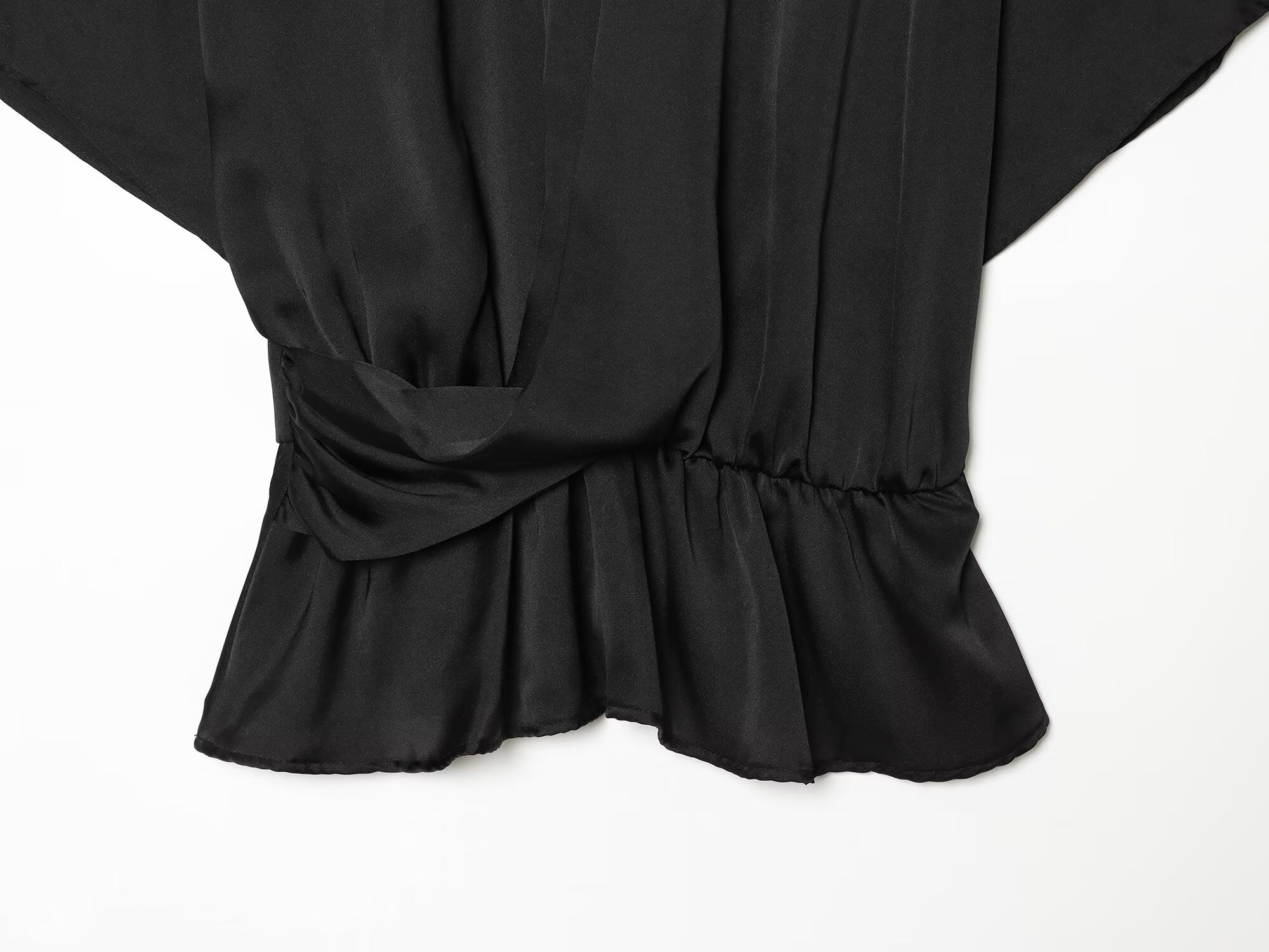 Women's pleated satin textured shirt