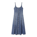 Women's retro buckle suspender denim dress