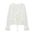 Women's layered decorative embroidered chiffon shirt