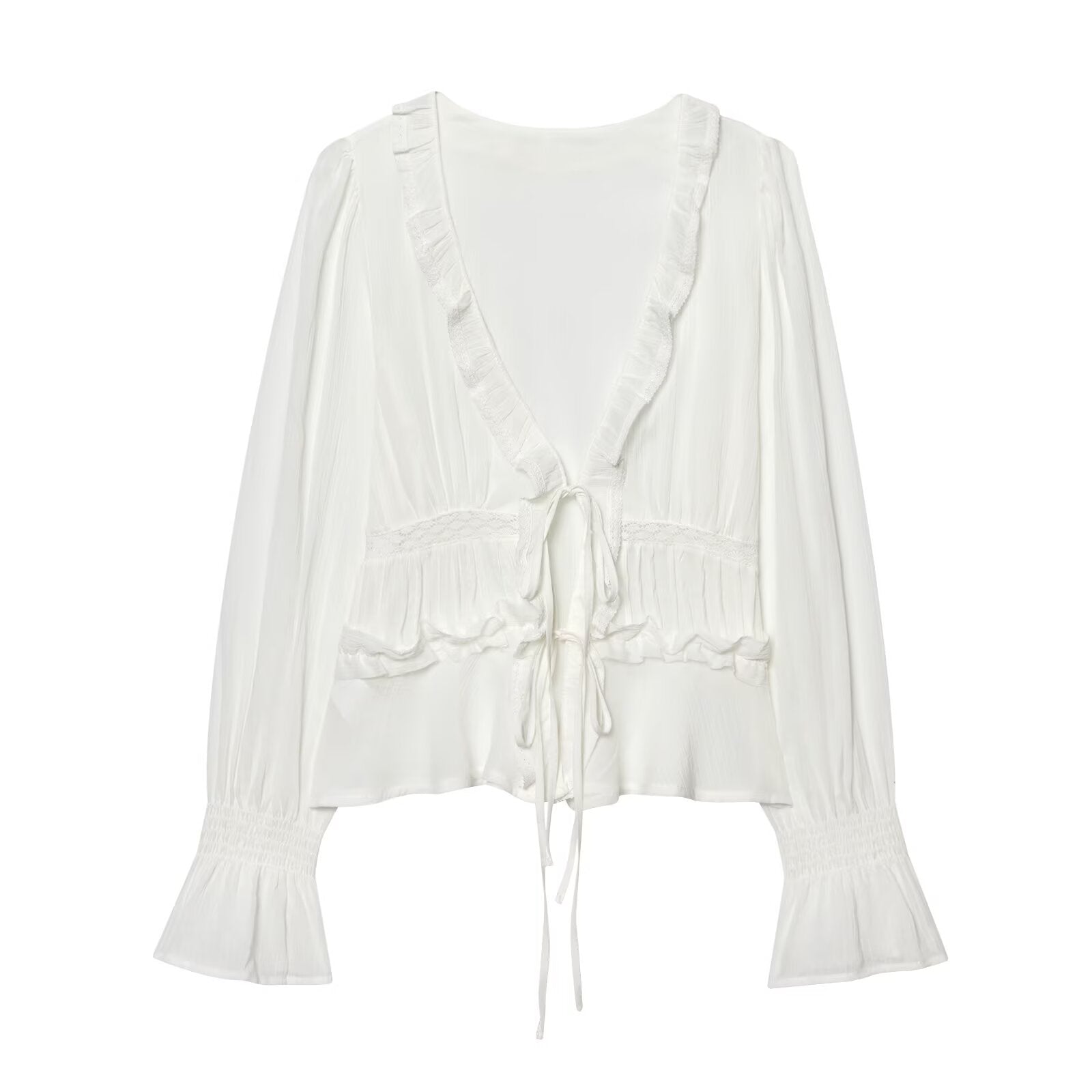 Women's layered decorative embroidered chiffon shirt