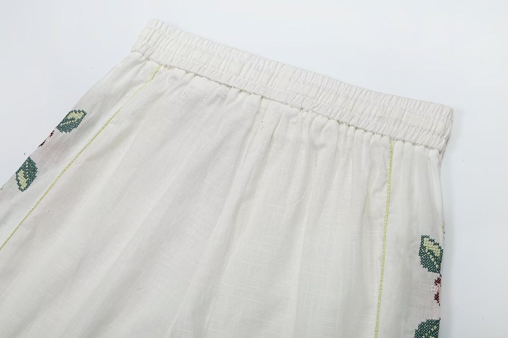 Women's side printed casual straight pants