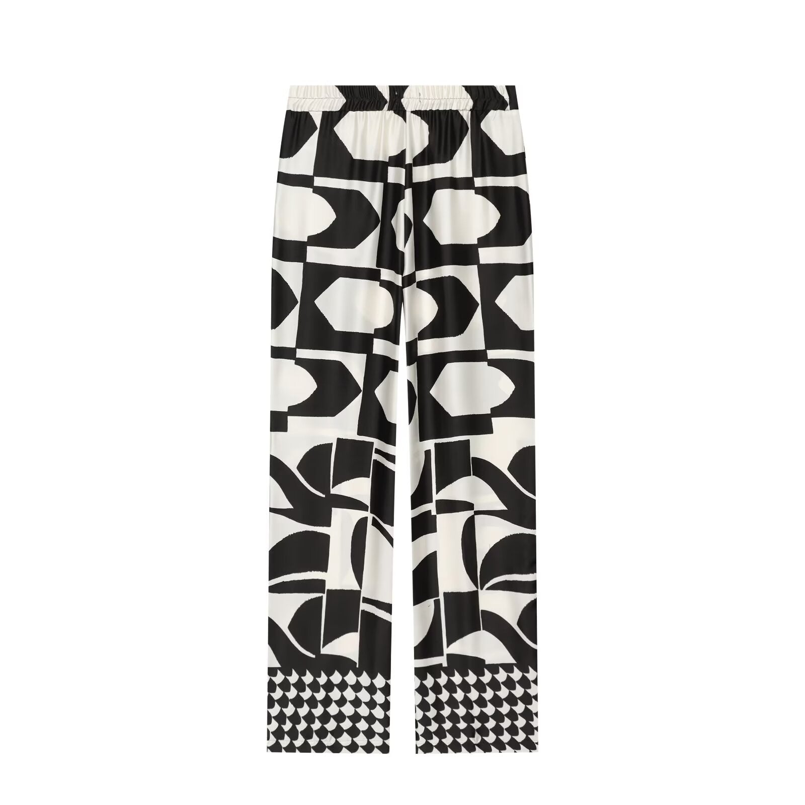 suit Women's 2 pieces geometric printed shoulder pad top+Pants