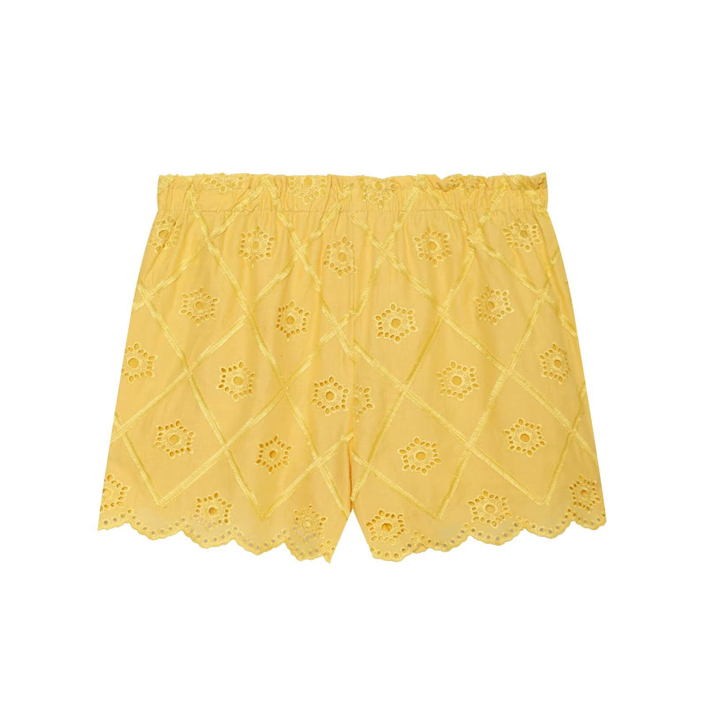 suit Women's 2 pieces hollowed out embroidered lace up top+Shorts