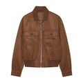 Women's suede textured ribbed collar jacket Coat