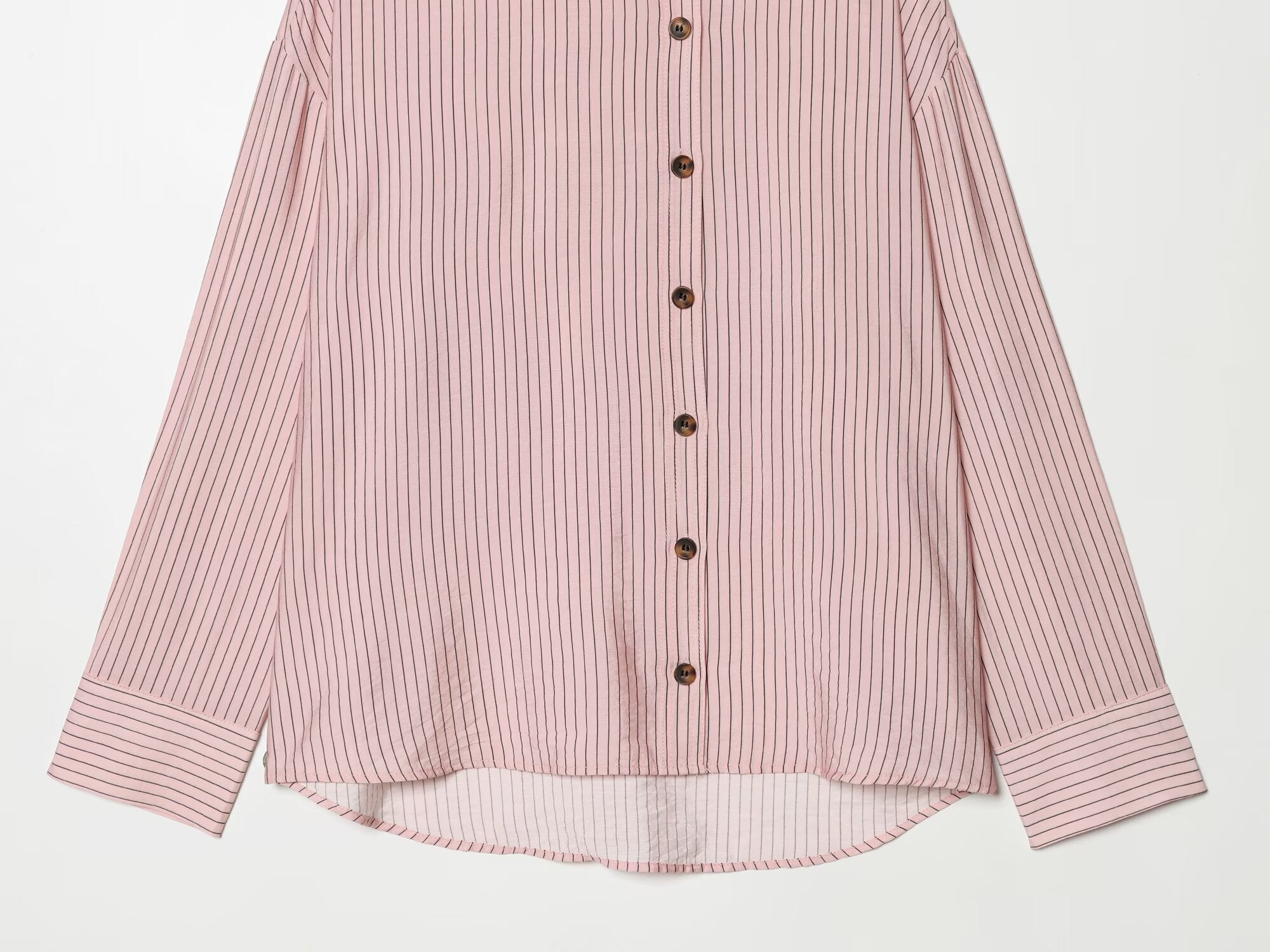 Women's loose striped high neck shirt