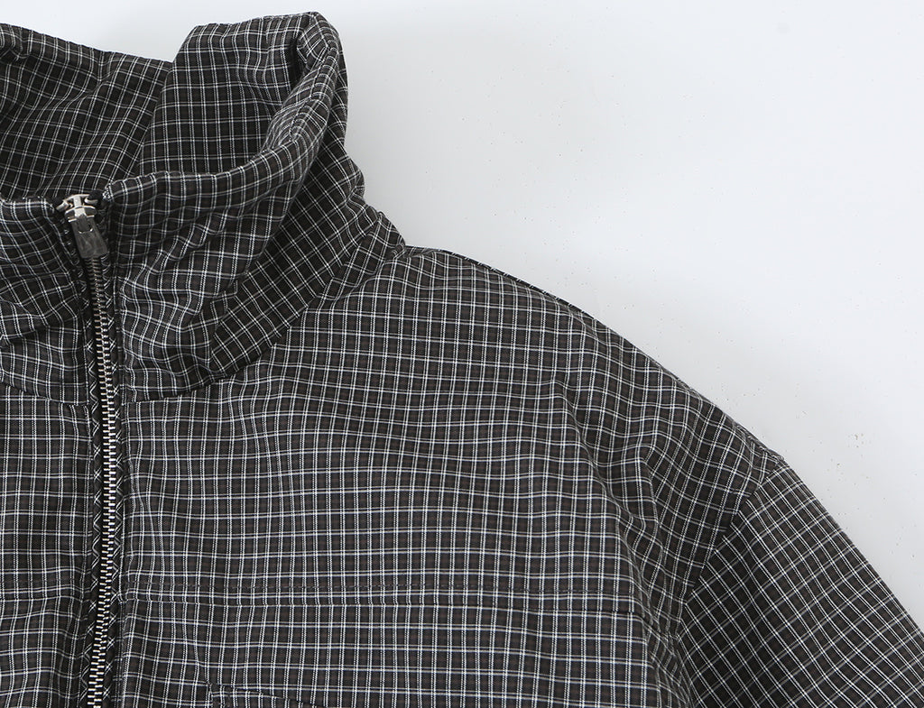 Women's Plaid Stand Collar Cotton Jacket Coat