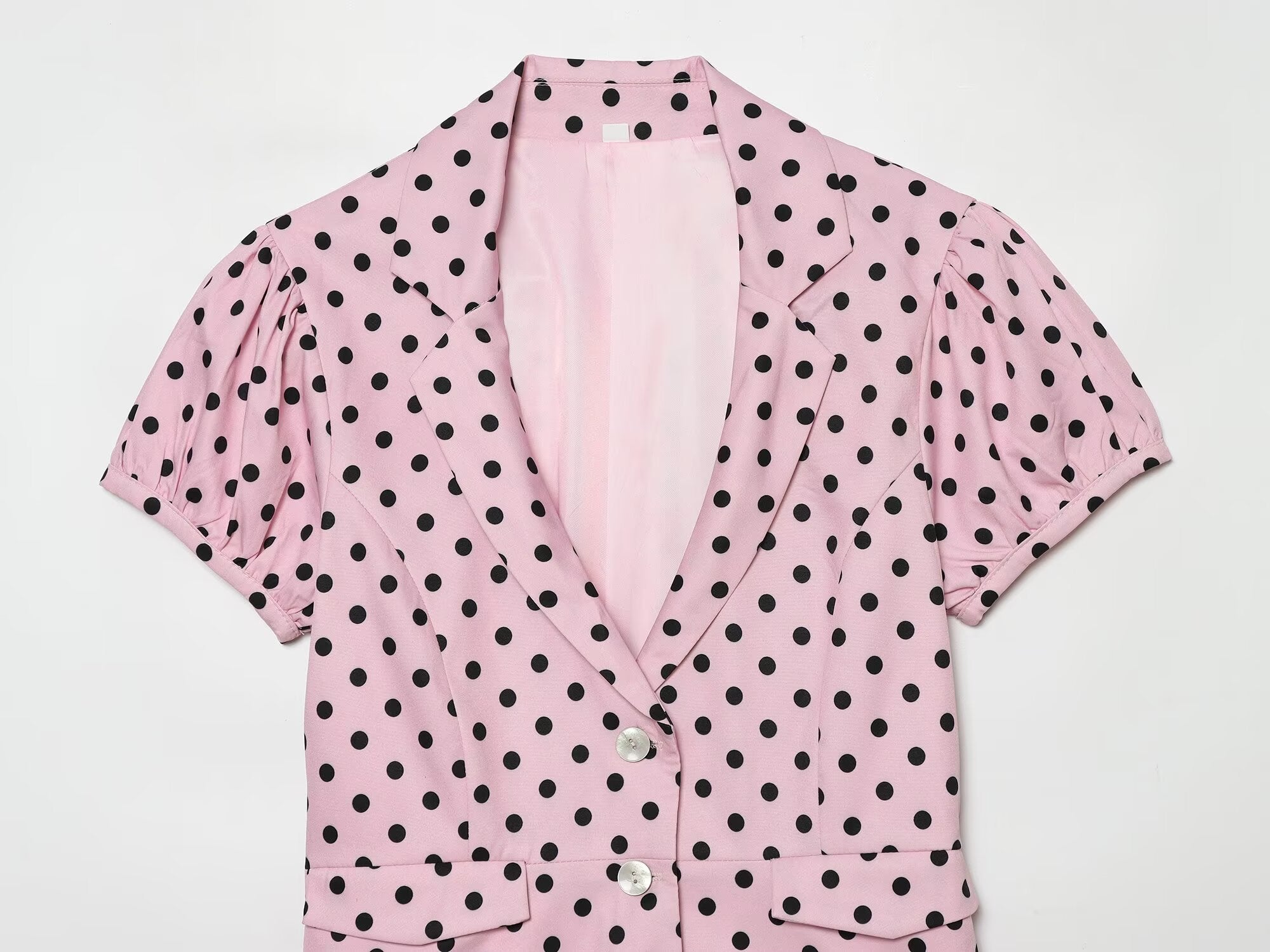 Women's slim polka dot short sleeved coat