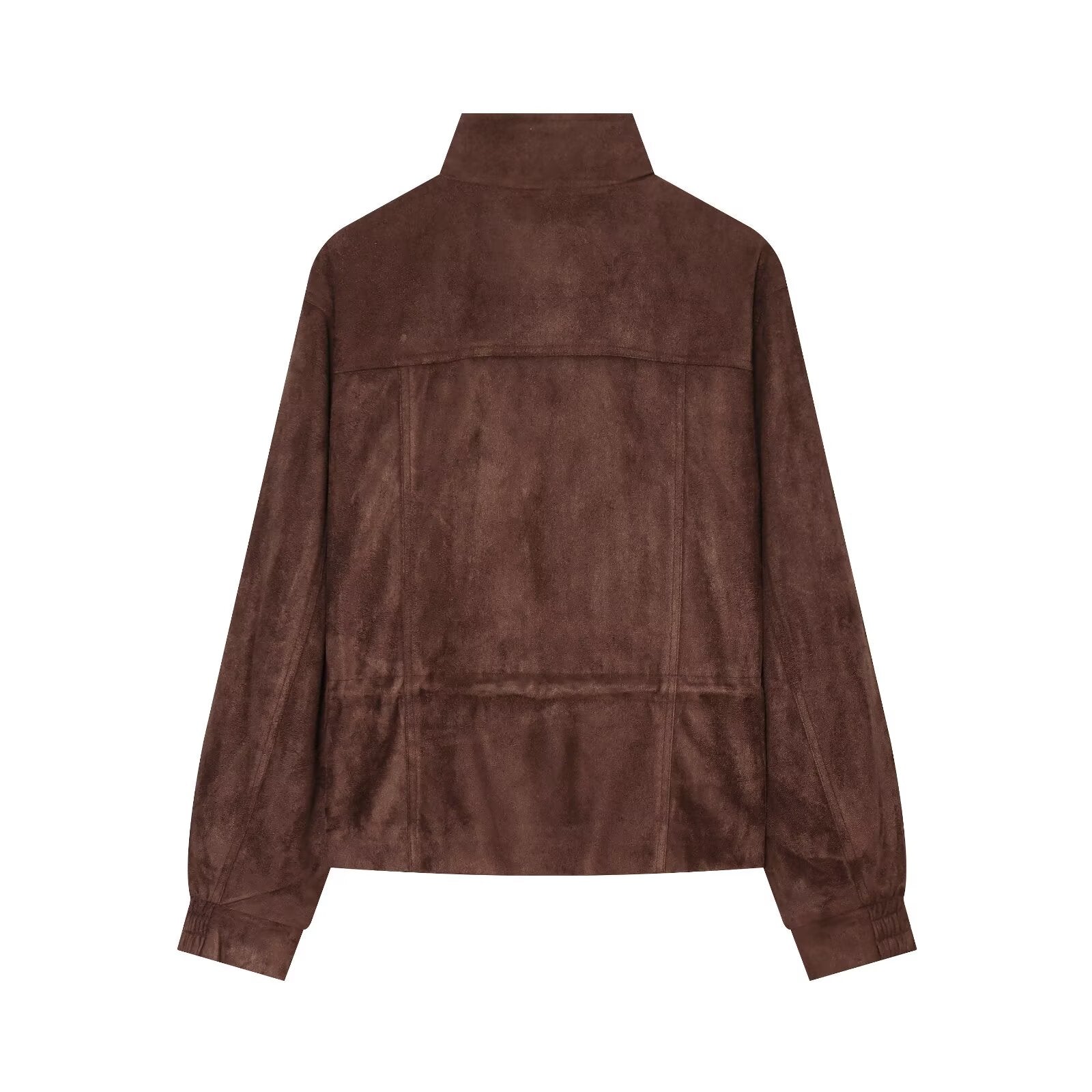 Women's suede waist cinched drawstring jacket Coat