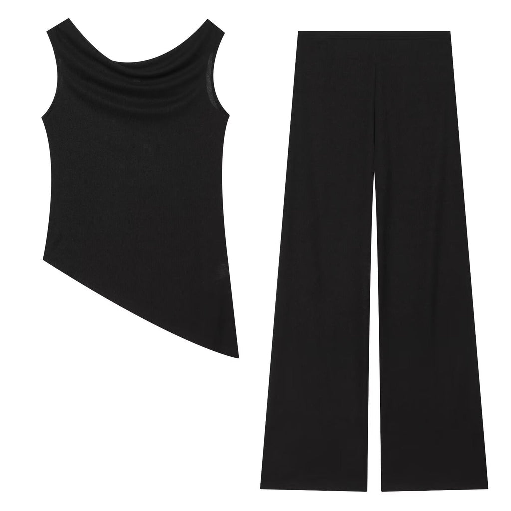 suit Women's 2 pieces vacation style asymmetrical top+Pants