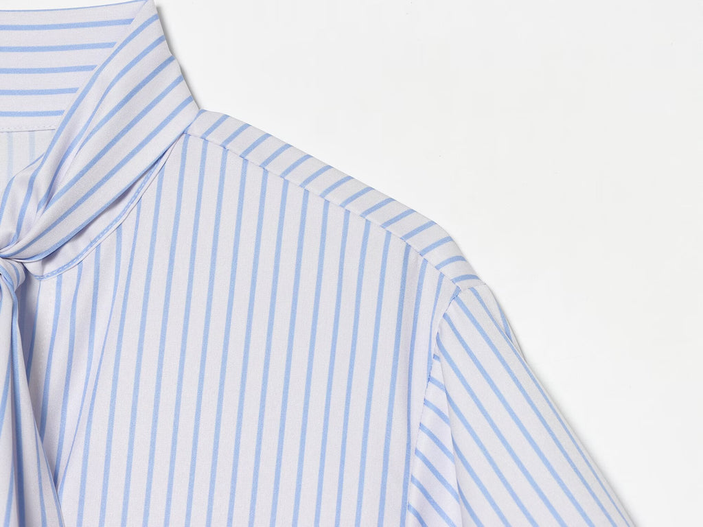 Women's bow decoration striped top