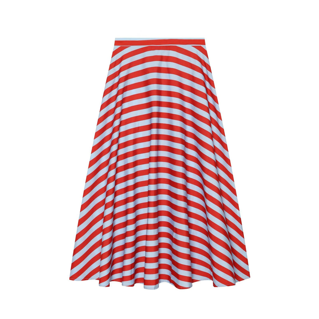 suit Women's 2 pieces bow decoration striped shirt+skirt
