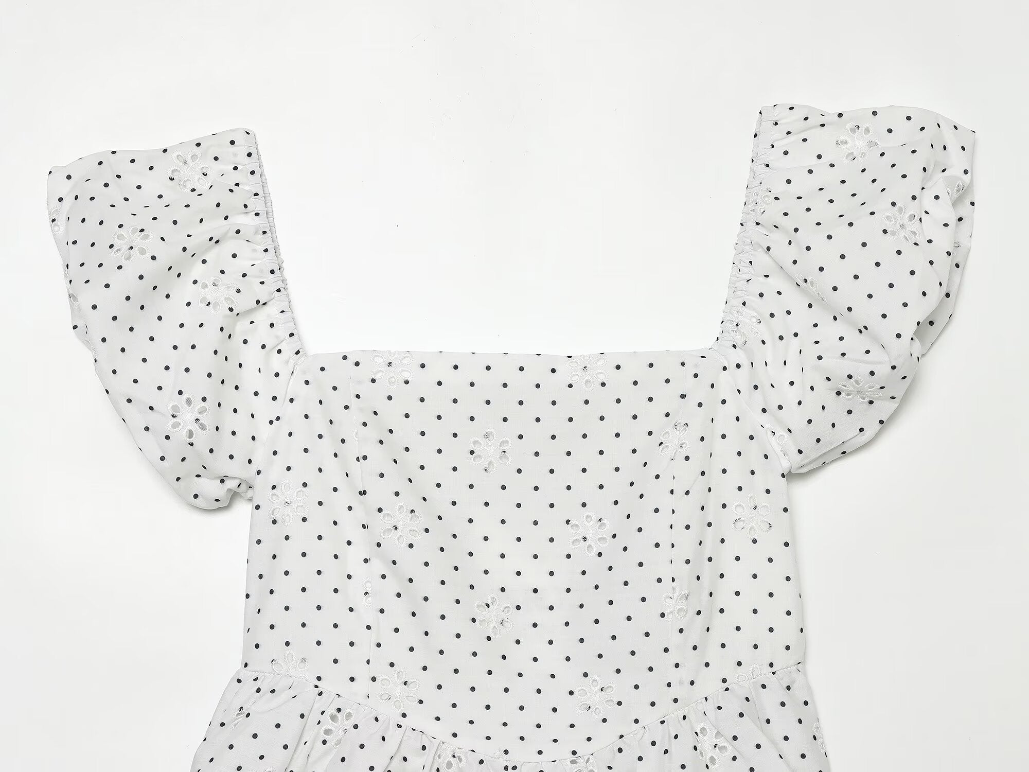 Women's hollowed out embroidered polka dot top