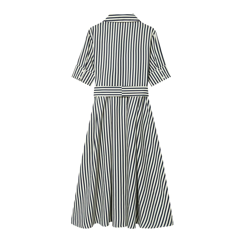 Women's with Belt shirt style poplin striped dress