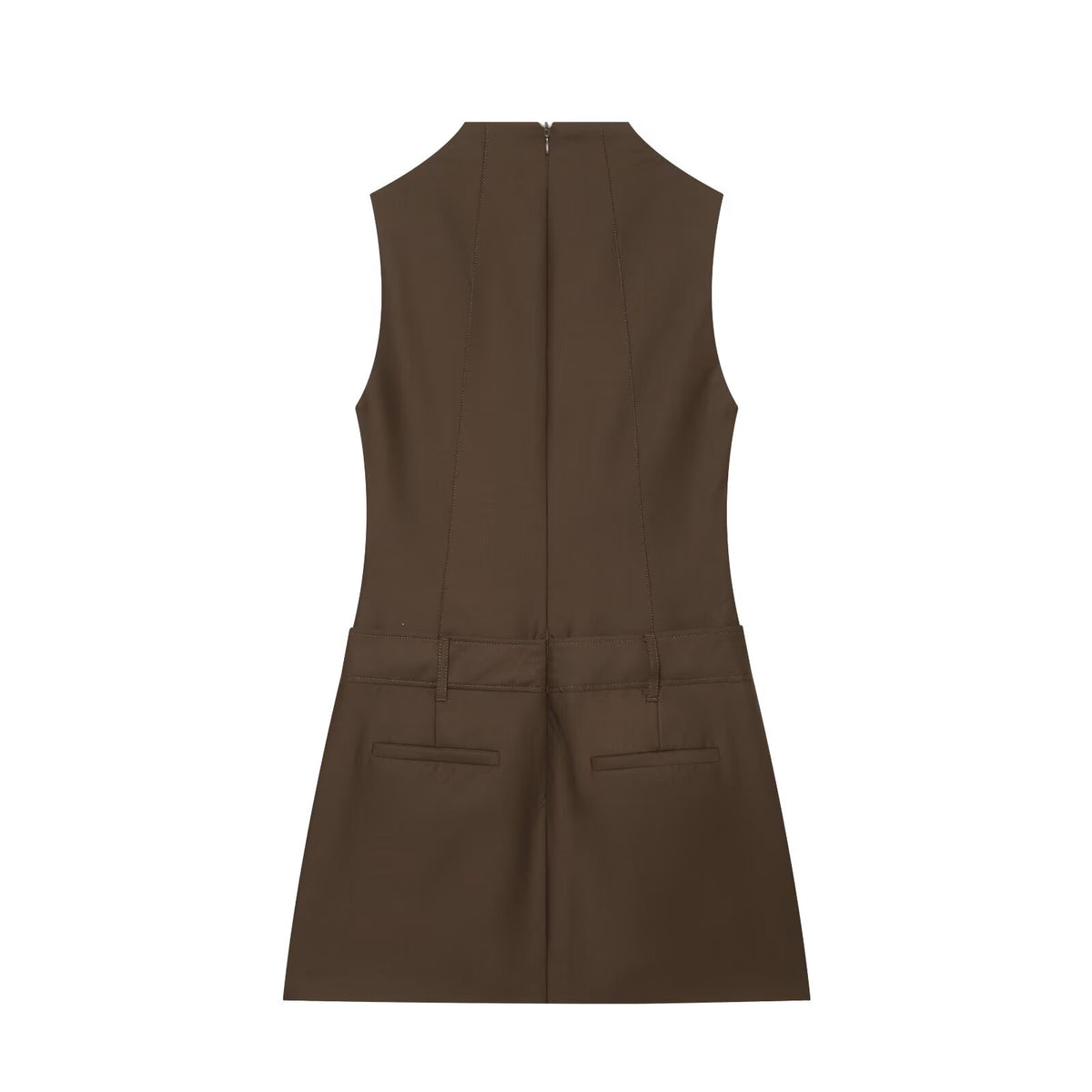 Women's button decoration slim stand collar dress