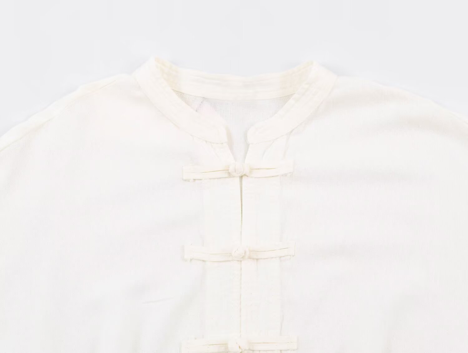 Women's rope knot buckle loose linen blended shirt