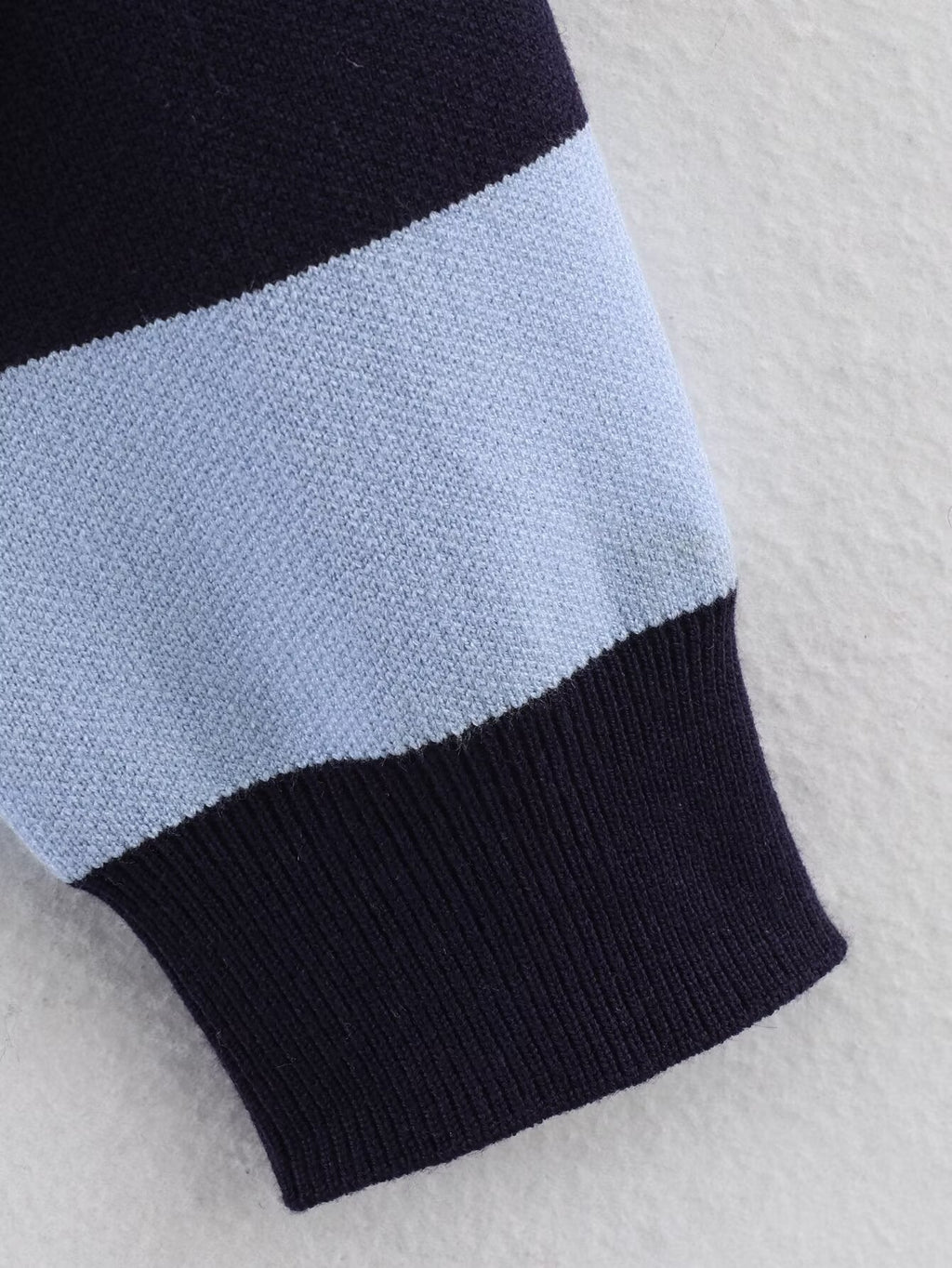 Women's striped polo shirt collar knit sweater