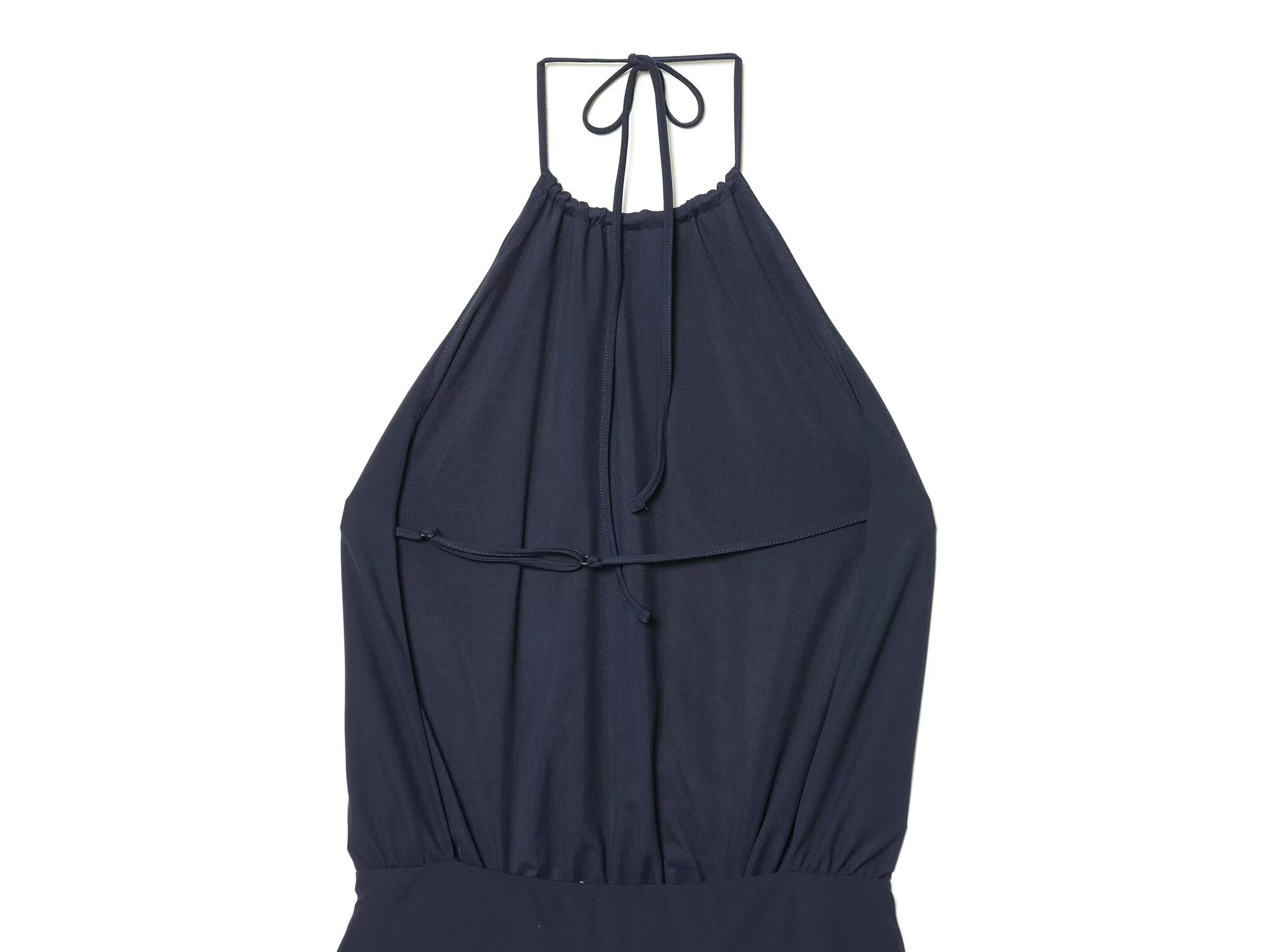 Women's backless draped halter neck dress