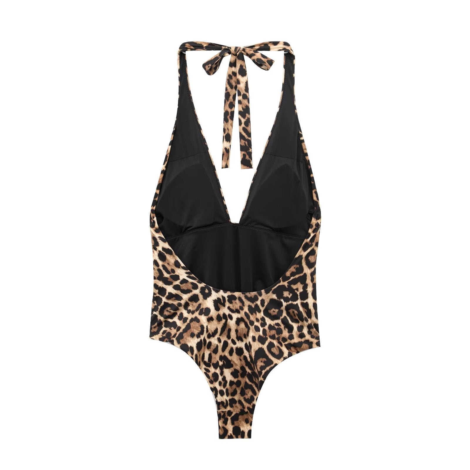 Women's 2025 new fashion striped print Hanging neck swimsuit retro sleeveless backless women's swimsuit