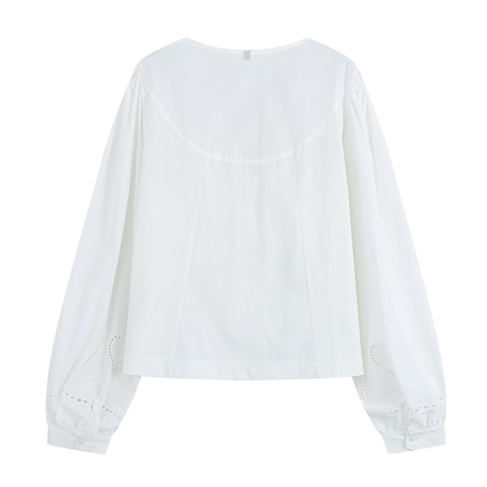 Women's embroidered V-neck poplin shirt