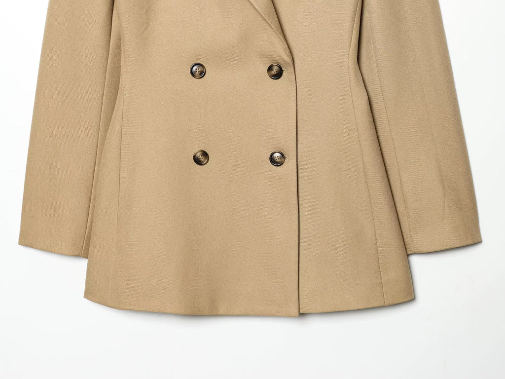 suit Women's 2 pieces slim double breasted Blazer Coat +Pants