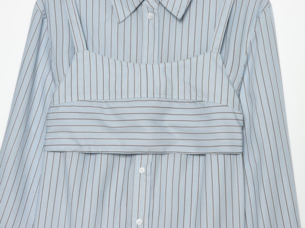 Women's layered decorative striped shirt