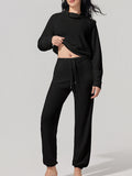 Women's new high-necked loose pullover sweater sweatpants suit