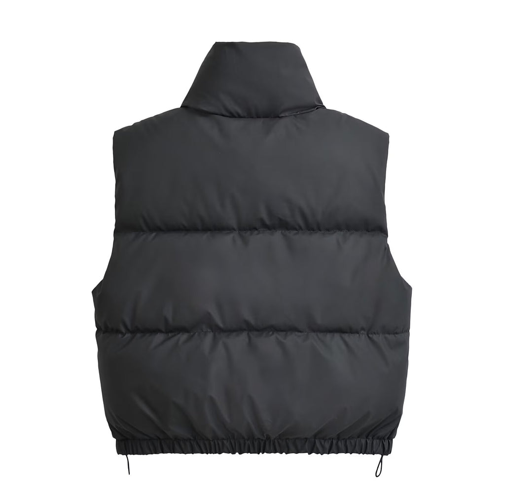 Women's short standing collar cotton vest