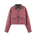 Women's casual patchwork collar jacket Coat