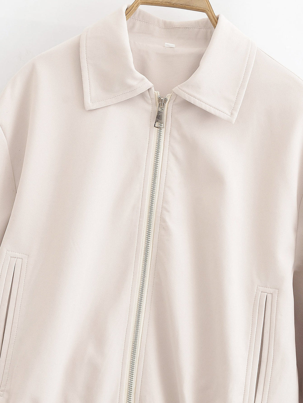 Women's new fashion lapel long sleeved zipper jacket Coat