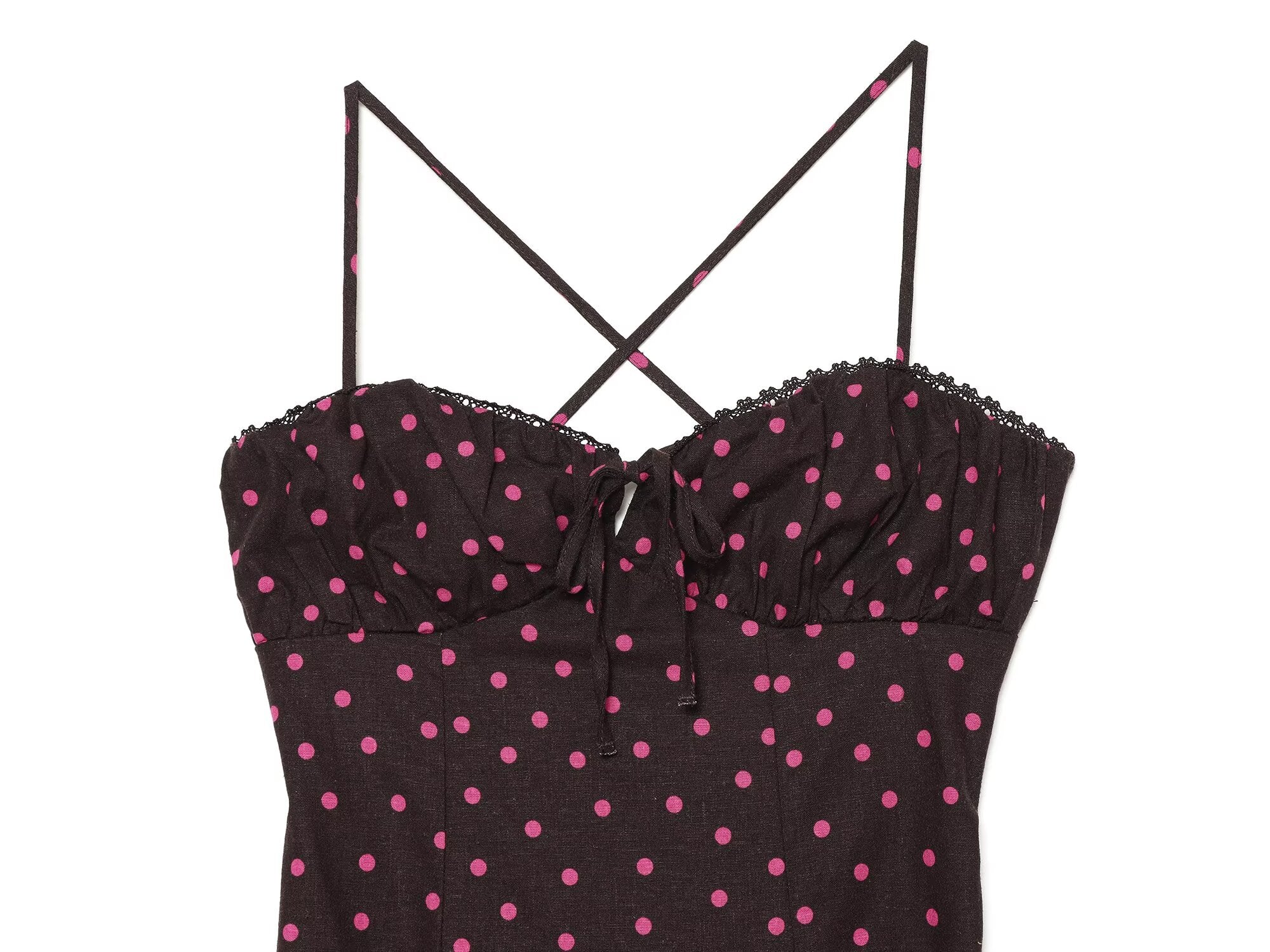 Women's polka dot suspender MIDI dress