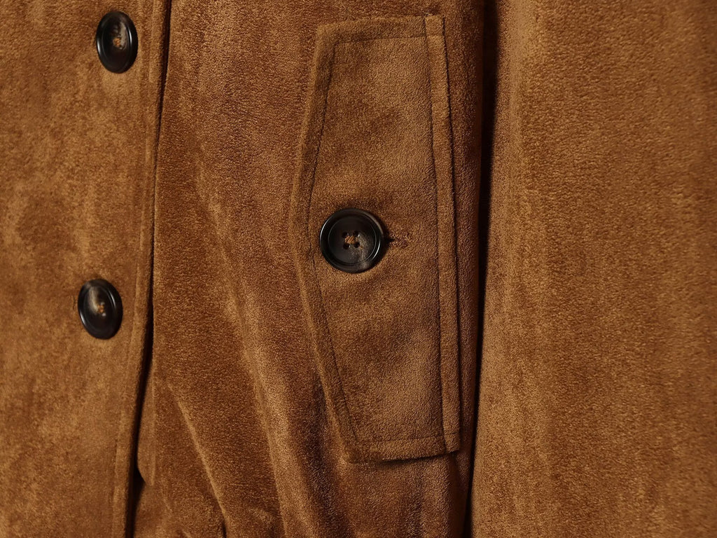 Women's retro suede textured stand collar jacket