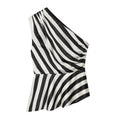 Women's asymmetrical striped single shoulder top